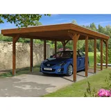 SKANHOLZ Skan Holz Einzelcarport Holz Nussbaum 397 x 708 cm