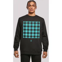 Kapuzenpullover F4NT4STIC "Hahnentritt Karo blau", Herren, Gr. S, schwarz, Obermaterial: 50% Baumwolle, 50% Polyester, casual, relaxed fit, Rundhals, Langarm, Pullover, Print