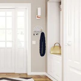 Relaxdays Schlüsselbrett weiß mit 6 Haken