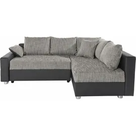 Collection AB "Parma L-Form, B: 224 cm", schwarz (schwarz, grau), B:224cm H:84cm T:161cm, Kunstleder SOFTLUX / Struktur (80% Polyester; 20% Polyacryl);Microfaser PRIMABELLE (100% Polyester);Zierkissen: Jeweils analog des Korpusbezugs (Wendekissen,