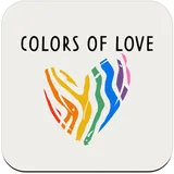 Colors of Love Coeur LGBTQ+ Untersetzer aus Kork, 1 Stück (95 x 95 mm)