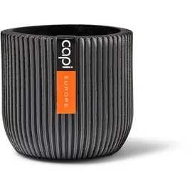 Capi Europe Übertopf rund Nature Groove (Außenmaß - x H): 24 x Ø21 cm, Anthrazit, Polyester)