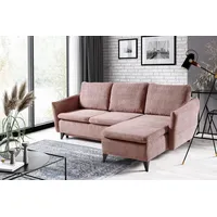 WERK2 Ecksofa Loppo L-Form, Cord-Schlafcouch mit losen Rückenkissen, Sofa mit Schlaffunktion rot