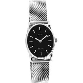 Oozoo Damen Armbanduhr silber Vintage Series Metall Mesh Uhr Analog Quarzuhr Armband
