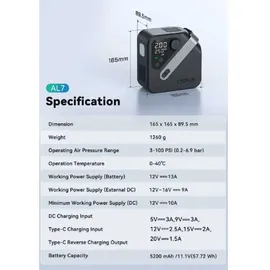 Cycplus Akku-Luftpumpe AL7 Schwarz