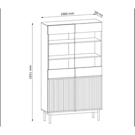 ax living Vitrine Santarco W2D 106 x 0 x 183 cm Braun