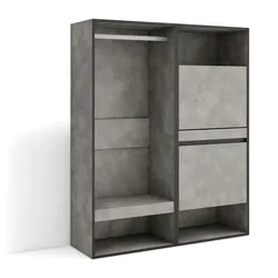 SKRAUT HOME Offener Kleiderschrank, Garderobe mit Einlegeböden, 120x35x145 cm, Schlafzimmer, Kleidung, Schuhe, Moderner Stil, Zementgrau - 439_2