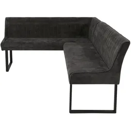 Mendler Eckbank HWC-O82, Esszimmerbank Bank, Öko-Tex (310g/m2) Chenille Stoff/Textil Metall 159x210cm ~ dunkelgrau