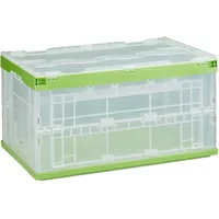 Relaxdays Klappbox 60,0 l transparent/grün 59,5 x 39,5 cm,