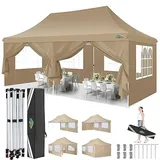 3x6m Pavillon, COBIZI Faltpavillon 3x6 Wasserdicht Stabil mit 6 Seitenteilen,Upgrade-Hochdach und Tragetasche, Gartenpavillon Partyzelt für Garten, Party, Festival, Hochzeit, UV50+