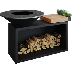 OFYR Plancha Grill Island Black 100 Teakholz