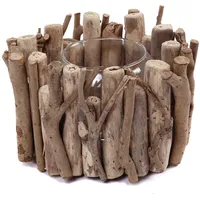 Creedwood Windlicht, Natur, Holz, 17x12x17 cm, Dekoration, Windlichter &