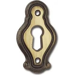 Siro Schlüsselschild Mondial, 27x46 - Schlüsselblech antik für Bartschlüssel, Messing patiniert