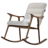 Xlmoebel Schaukelstuhl Wippstuhl aus Holz mit Textilbezug in Braun und Beige (1 St), Hergestellt in Europa grau