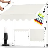 tillvex Klemmmarkise mit Handkurbel Balkon | Balkonmarkise ohne Bohren | Markise UV-beständig & höhenverstellbar | Sonnenschutz Terrasse & Garten wasserdicht (Beige, 400cm)