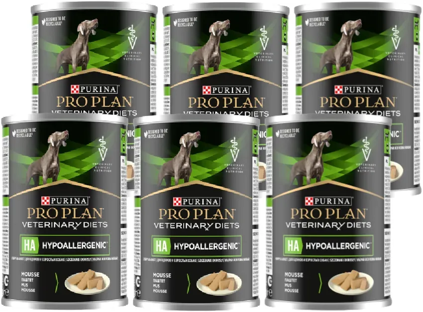 PURINA Veterinary PVD HA Hypoallergenic Mush 6x400g + Deckel für 400g-Dose GRATIS!
