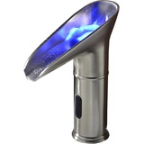 Fyeer Automatische Wasserhahn Bad mit Sensor, 3 Farben LED Induktion Kalt&Warm Berührungslos Wasserhahn Waschbecken Wasserfallhahn Touchless Tap