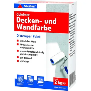 Baufan Geleimte Wandfarbe Weiß 2 l