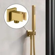 Fortis Wandanschlussbogen mit Brausehalter Metall eckig gold gebürstet