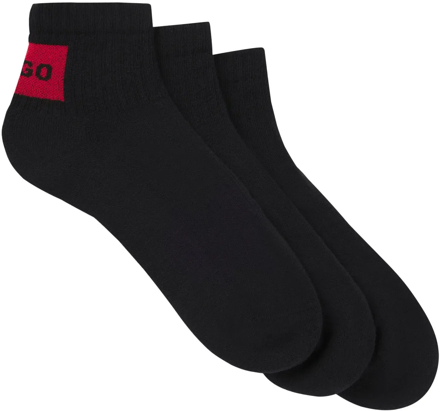 Freizeitsocken HUGO UNDERWEAR, Jungen, Gr. 39-42, schwarz, Baumwollmischung, unifarben mit Farbeinsatz, elastisch, Socken, mit kontrastfarbenem HUGO Logo
