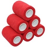 STpro Selbstklebender Verband Tape Fixierverband Selbsthaftende Bandage 7,5cm x 6 Stück Rot Tape Haftbandage Cohesive Bandagen Pferd Selbstklebende Binden Verband Elastischer Verbände Kohäsiv