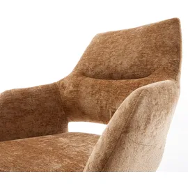 DeLife Freischwinger Yago-Flex mit Armlehnen Chenille Rost Freischwinger flach Effektfinish Titan Taschenfederkern, Esszimmerstühle