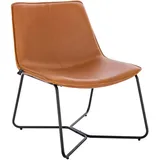 Svita RON Loungesessel Cocktailsessel Clubsessel ohne Armlehnen Metall-Gestell Leder-Optik Cognac