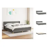 vidaXL Boxspringbett mit Matratze Dunkelgrau 180x200 cm Stoff