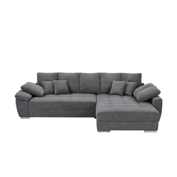 Ecksofa  mit pflegeleichtem Bezugsstoff  Farina , grau , Maße (cm): B: 323 H: 92 T: 222