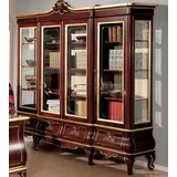 JVmoebel Aktenschrank Klassisches Braunes Bücherregal Schubladen Glastüren Massivholz Möbel (1-St., Bücherregal) Made in Europa braun
