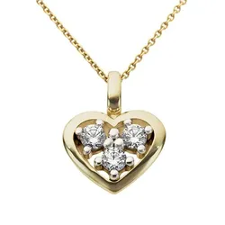 Herz-Anhänger FIRETTI "Schmuck Geschenk Gold 333 Halsschmuck Gold Herz mit Diamanten", gold (gelbgoldfarben, weißgoldfarben, gw=getöntes, weiß), Schmuckanhänger, Damen, 0,150 ct P2 = erkennbare Einschlüsse, Gelbgold 333-Diamanten, 0,95 g, Gelbgold 333, Diamanten, mit Brillanten