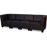 Mendler Modular 4-Sitzer Sofa Couch Lyon, Kunstleder ~ schwarz, hohe Armlehnen