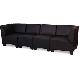 Mendler Modular 4-Sitzer Sofa Couch Lyon, Kunstleder ~ schwarz, hohe Armlehnen