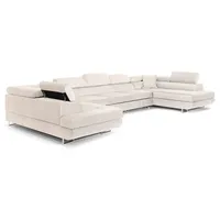 Ecksofa mit Schlaffunktion und Bettkasten PASTI XXL U-Form, Couch, Eckcouch für Ihr Wohnzimmer, Beige - Beige