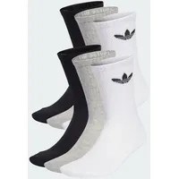 adidas Trefoil Cushion Crew Socken 6 Paar Grau/Schwarz/Weiß 31-33