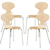 [en.casa] Stühle, Esszimmerstuhl Kil 4er Set Holzfarben/Chromfarben