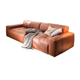 KAWOLA Big Sofa PALACE 3-Sitzer mit Sitztiefenverstellung Leder brandy