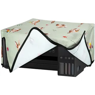 kwmobile Leinen Cover kompatibel mit Epson EcoTank ET-2850 / EcoTank ET-2856 Hülle - Tasche für Drucker - Staubschutzhülle Schutzhaube Schutzhülle - Weiß Braun Graugrün