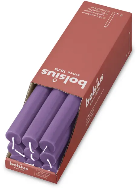 Rustik Haushaltskerzen 270/23 mm (9er Pack) - Blühendes Veilchen