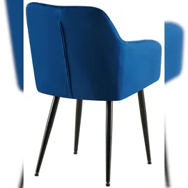 CLP Esszimmerstuhl Monett Samt dunkelblau/Metall matt schwarz