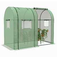Outsunny Foliengewächshaus, Gewächshaus, Winddichtes Treibhaus mit 2 Rolltüren, Seitenfenster, Tomatenhaus mit UV-Schutz für Garten, PE, Grün, 185 x 94 x 150 cm