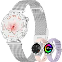 Smartwatch Damen Rund mit Telefonfunktion, 1,27" AMOLED Touch Screen Uhren, 110+ Sport Fitnessuhr, IP67 Schrittzähler mit Pulsmesser/SpO2/ Schlafmonitor, Fitness Tracker Damen für iOS/Android, Silber
