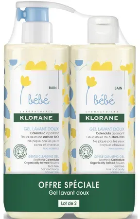 Klorane Baby Mildes Waschgel 2x500ml