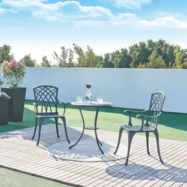 casa.pro Bistro-Set Vena 3-tlg. Dunkelgrau/Grün