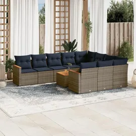 vidaXL Gartensofa-Set 11-tlg. grau Polyrattan