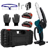 6 Zoll Mini Kettensäge Elektro,Handkettensäge Akku mit Sicherheitsschloss Handkettensäge Akku für Gartenscheren Astschere Holzschneidenz,Holz,Äste & Garten