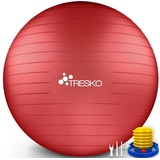 TRESKO Gymnastikball Anti-Burst groß, Ø 75cm, mit Pumpe, rot