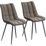 Woltu Esszimmerstühle 2er Set, Wohnzimmerstuhl Küchenstuhl mit Rückenlehne, Sitzfläche aus Kunstleder, Metallbeine, Dunkelgrau
