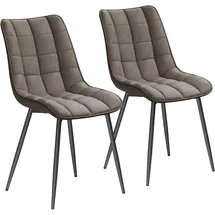 Woltu Esszimmerstühle 2er Set, Wohnzimmerstuhl Küchenstuhl mit Rückenlehne, Sitzfläche aus Kunstleder, Metallbeine, Dunkelgrau