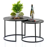 Abato Couchtisch Set 2-teilig 55 Beistelltisch silber rund Wohnzimmer